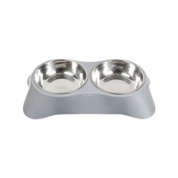 Happy Tails Twin Pet Bowl With Steel Inserts